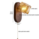 Helnys Vintage Amber Glass LED Wall Lamp, Bedroom Retro Design