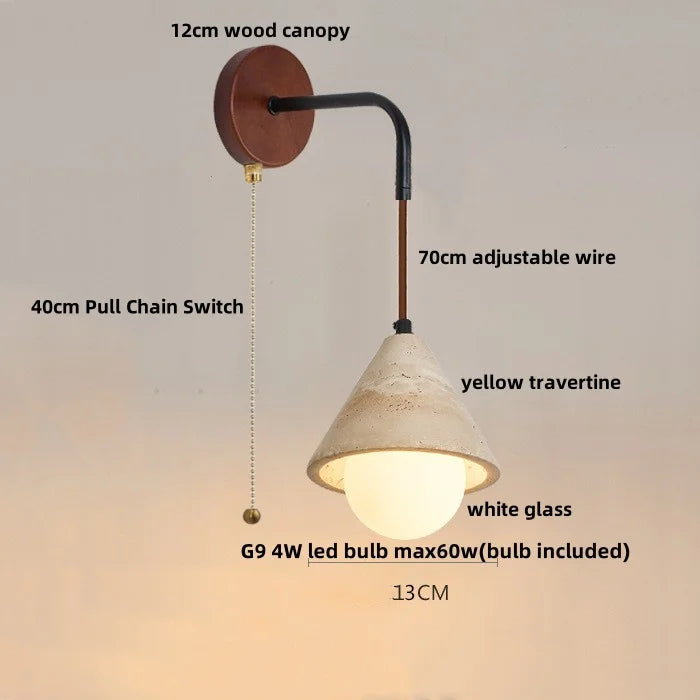 Helnys White Glass LED Wall Lights Kitchen Restaurant Pull Chain Switch Sconce