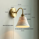 Helnys Nordic Modern Copper Glass Wall Sconce with Pull Chain Switch
