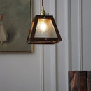 Helnys Retro Pendant Light with Walnut Wood LED Hanging Lamp and Adjustable Glass Wire