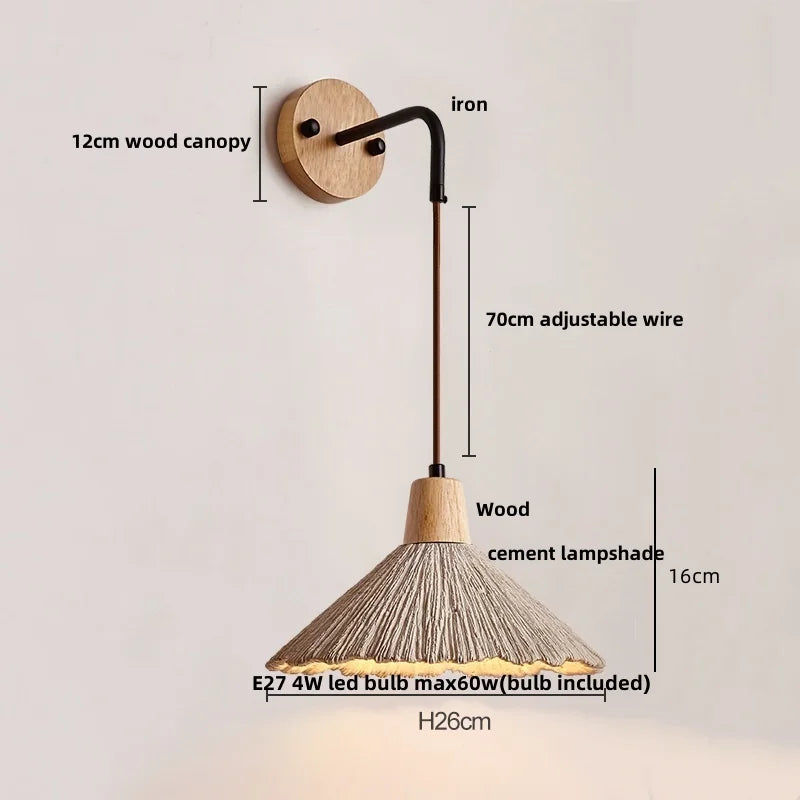 Helnys Nordic LED Wall Lights Wood Cement Interior Decor Sconce Lampara De Pared