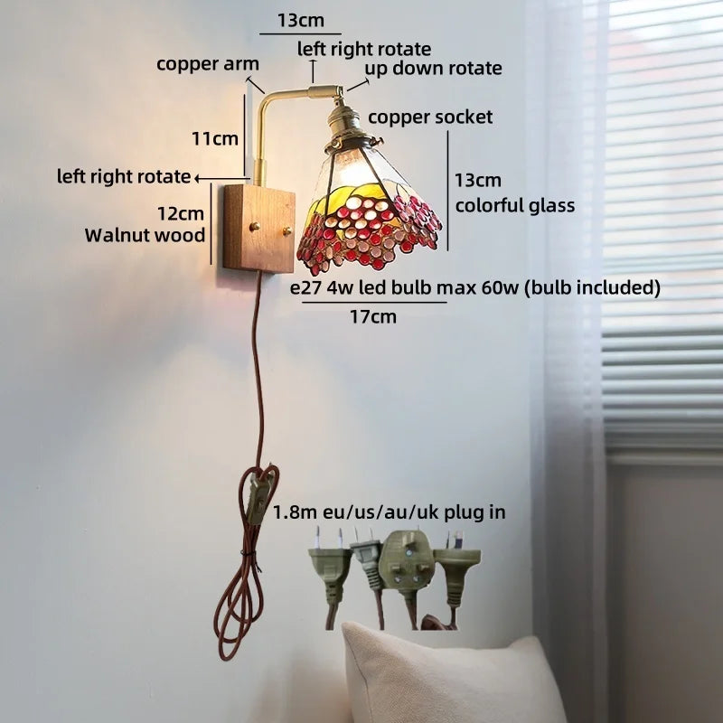 Helnys Square Glass LED Wall Lamp Gold Color Swing Arm Interior Lighting