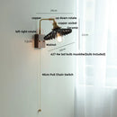 Helnys Nordic Modern Walnut Wood LED Wall Lamp with Rotatable Ceramic Copper Switch
