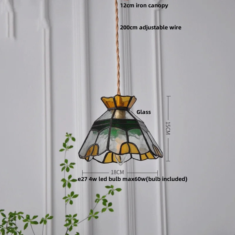 Helnys Tiffany Style Glass LED Pendant Lights for Dining Kitchen Restaurant