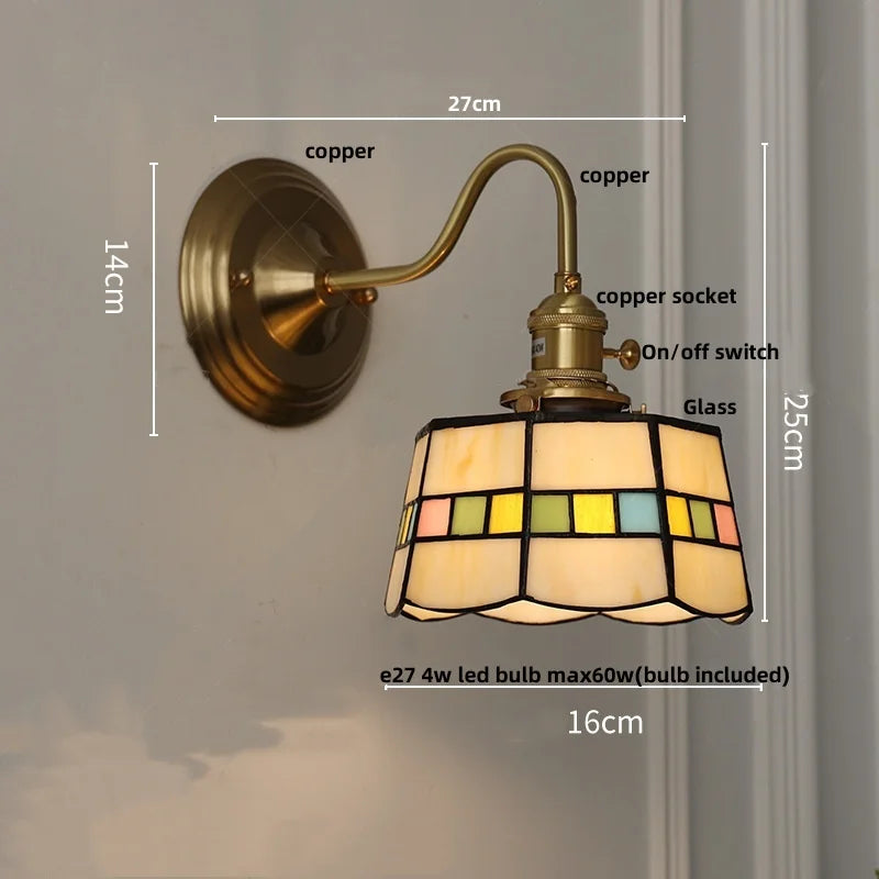 Helnys Nordic LED Wall Light Fixture Blue Glass E27 Stair Light Fixtures
