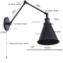 Helnys Retro LED Swing Arm Wall Sconce Black Industrial Vintage Loft Lamp