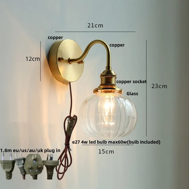 Helnys Crystal LED Wall Sconce Brass Mirror Light