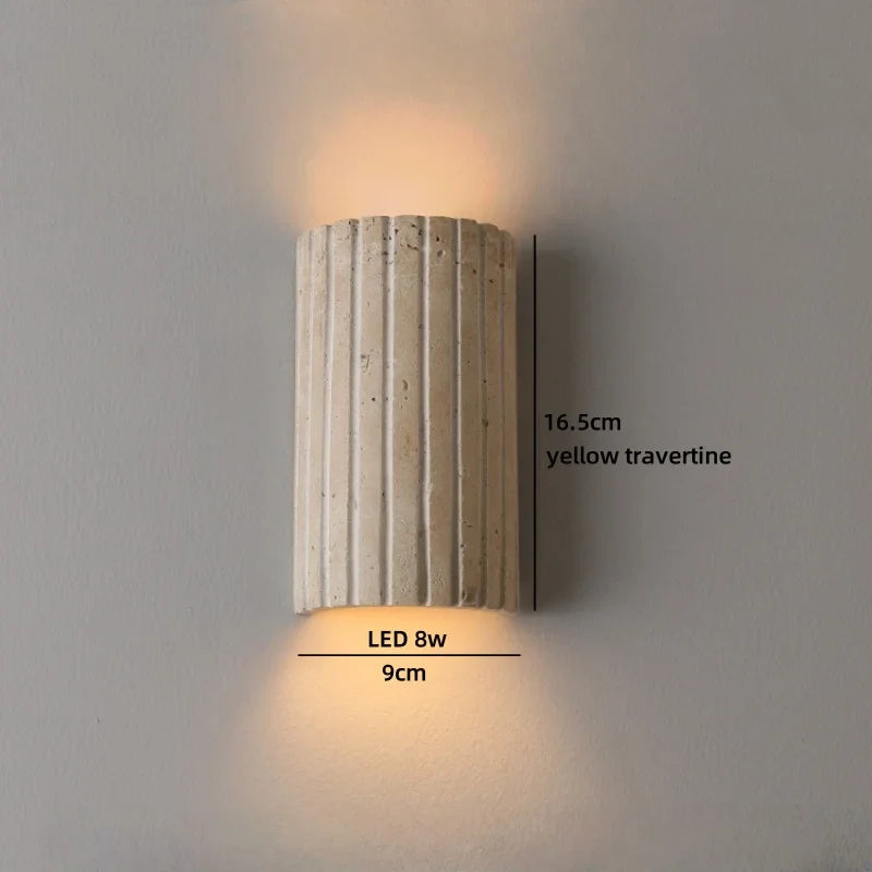 Helnys White Glass Stone LED Wall Lamp for Living Room Bedroom Wabi Sabi Mirror Light