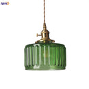 Helnys Green Glass LED Pendant Light: Modern Nordic Hanging Lamp for Dining Room