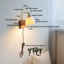 Helnys Vintage Brass Ceramic LED Wall Lamp with Pull Chain Switch