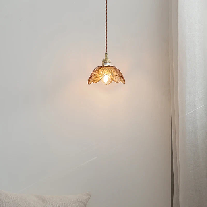 Helnys Amber Glass LED Pendant Light - Japan Style Hanging Lamp