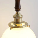Helnys White Glass LED Pendant Light Walnut Wood Nordic Modern Hanging Fixture