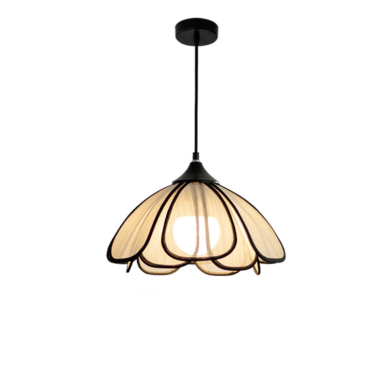 Helnys Musa Hemp LED Pendant Light: Japanese Style Flower Lampshade for Home Decor