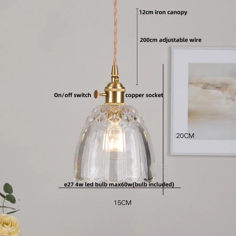 Helnys Green Glass LED Pendant Lights Modern Nordic Kitchen Hanging Lamp