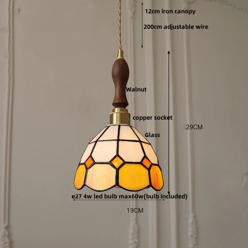 Helnys Tiffany Glass Pendant Light for Home Decor and Hotel Hallways