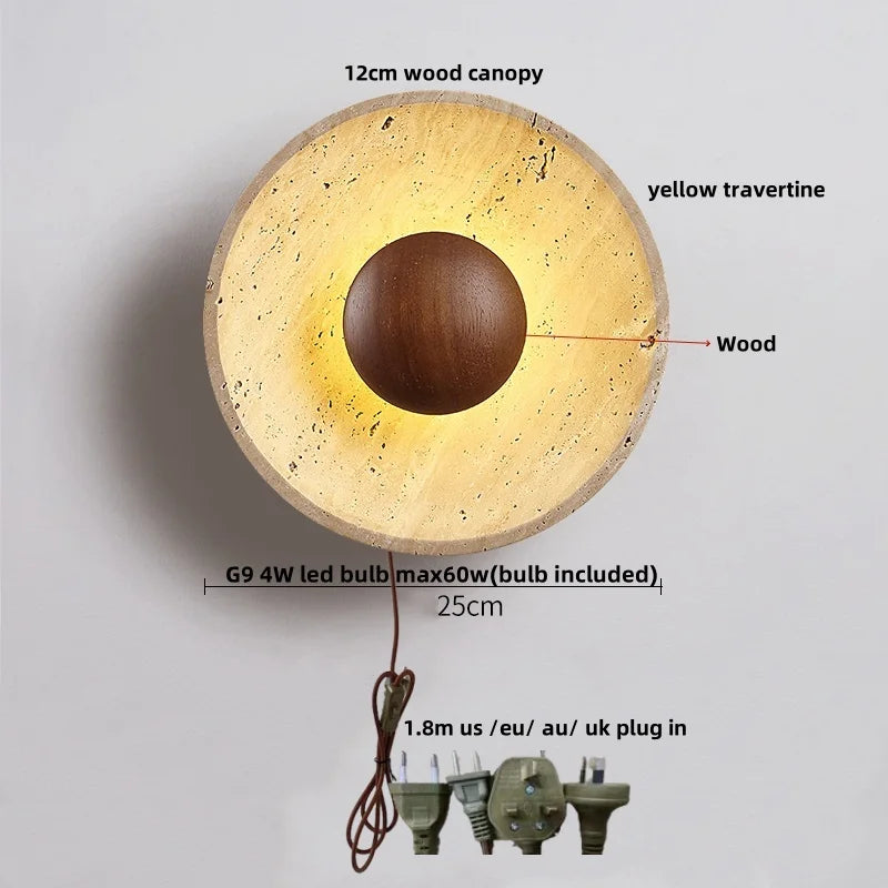 Helnys Nordic LED Wall Lights Yellow Travertine Creative Home Decor Stair Sconce