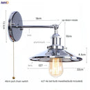 Helnys Loft LED Wall Lamp With Gold Pull Chain Switch - Industrial Vintage Design