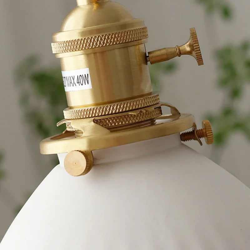 Helnys Ceramic LED Pendant Light Fixture with Brass Knob Switch