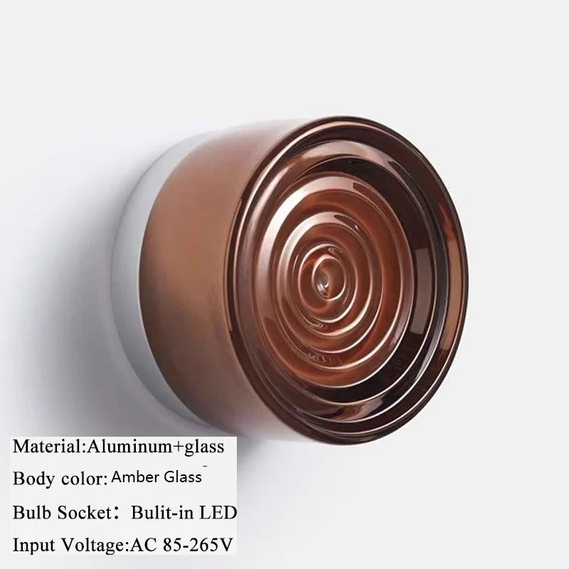 Helnys Glass Lampshade LED Wall Sconce, 4 Colors for Bedroom, Living Room, Bathroom