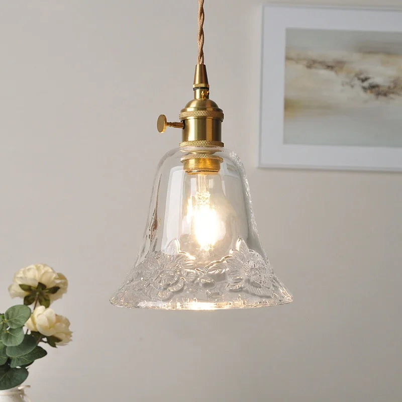 Helnys Nordic Modern LED Pendant Brass Glass Adjustable Hanging Light