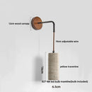 Helnys Adjustable LED Wall Lamp Pull Chain Switch Wood Nordic Modern Yellow Travertine
