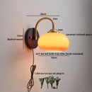 Helnys Nordic Round Glass LED Wall Lights with Wood Base