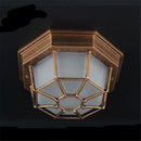 Helnys Rustic Frosted Glass Outdoor Ceiling Light Flush Lamp Europe Style IP Rate Fixture