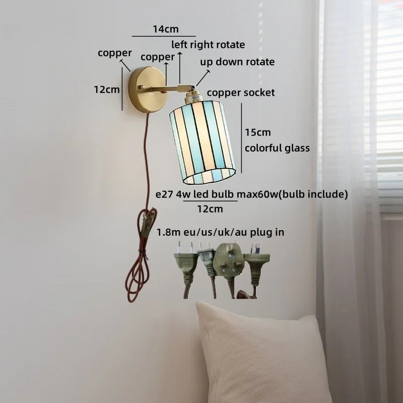 Helnys Round Glass LED Wall Lamps for Bedroom and Living Room