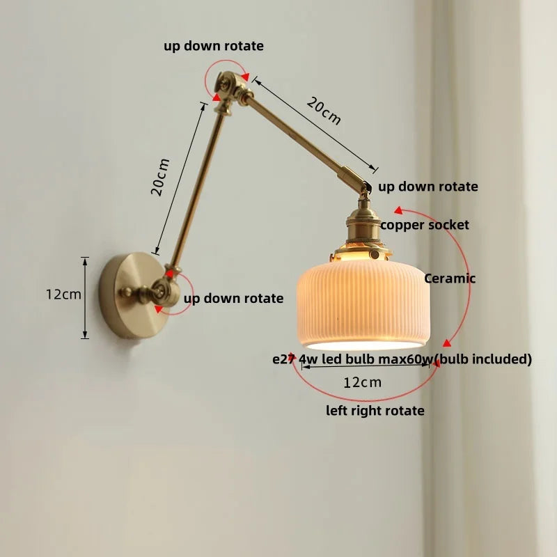 Helnys 2-Arms Adjustable LED Wall Lights, Modern Bedside Lamp for Restaurant, Bar, Porch