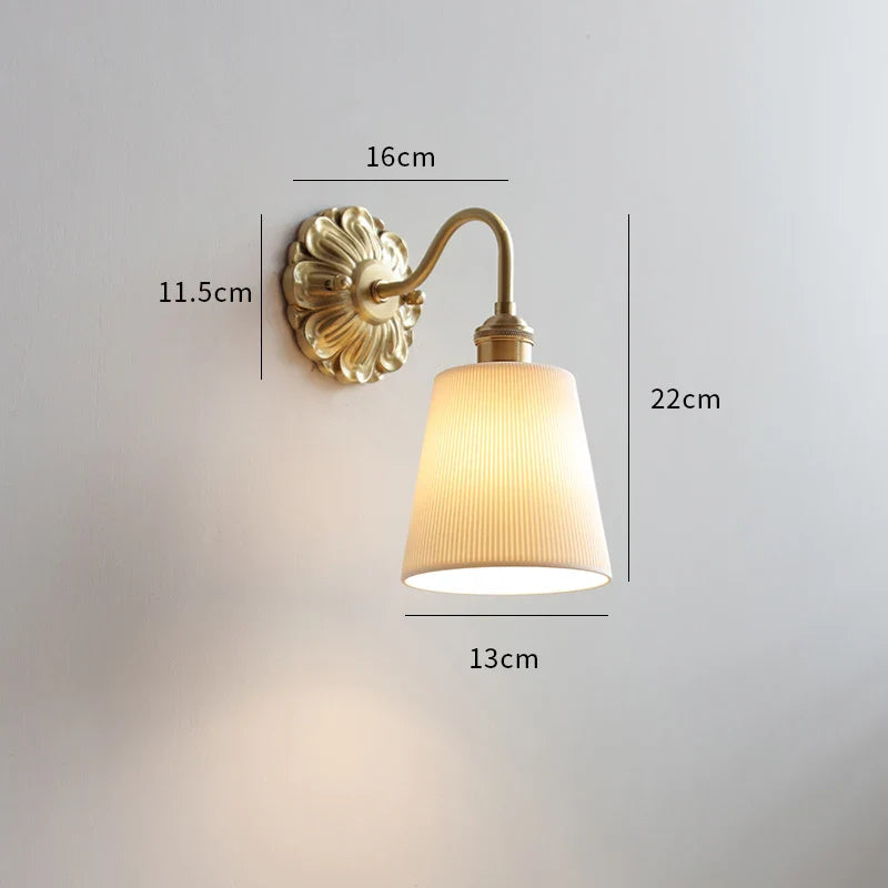 Helnys Smoke Gray Glass LED Wall Sconce - Modern Copper Wandlamp Fixtures