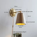 Helnys LED Wall Sconce Switch Wood Bedroom Living Room Copper Arm Wall Light
