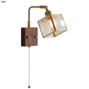Helnys Walnut LED Wall Sconce Pull Chain Switch Rotatable Stair Light Fixture