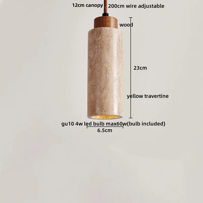 Helnys Yellow Travertine LED Pendant Light - Nordic Modern Adjustable Hanging Lamp