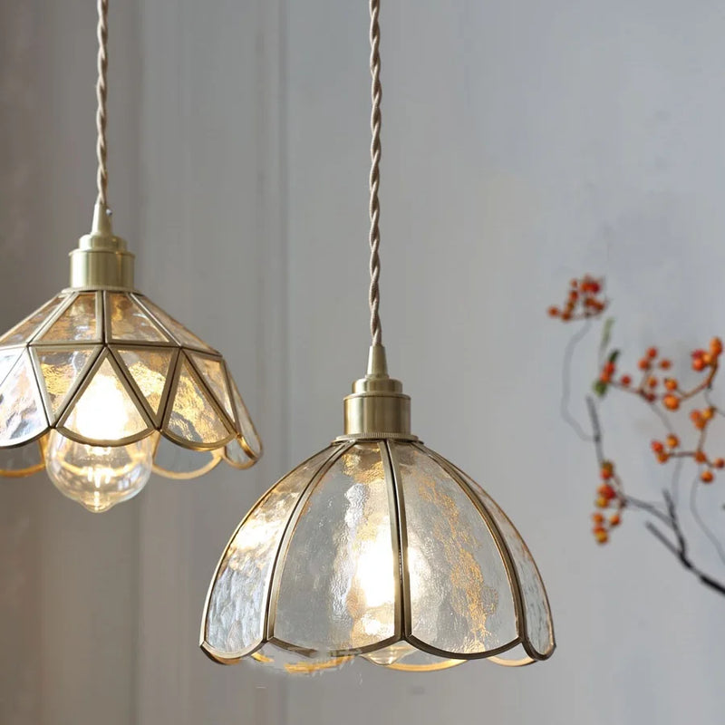 Helnys Nordic Copper Glass Hanging Pendant Light for Modern Living Spaces