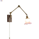 Helnys Pink Glass LED Swing Arm Wall Sconce