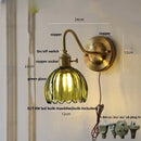 Helnys Glass Copper LED Wall Sconce with Switch and Knob - Modern Nordic Design