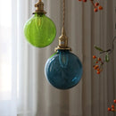 Helnys Bubble Glass Ball LED Pendant Lamp with Copper Knob Switch