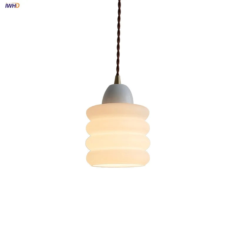 Helnys White Glass LED Pendant Lamp: Nordic Modern Hanging Lights for Home Decor