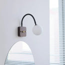 Helnys Glass Ball LED Wall Lamps Black Hose Adjustable Square Wood Bathroom Lights