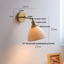 Helnys Globe White Ceramic LED Wall Sconce with Pull Chain Switch & Rotate Copper Mirror Light