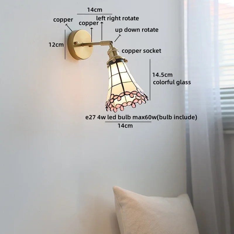 Helnys LED Wall Light: Japan Style, Children's Room Decor, Blue & White Glass, E27 Bulb