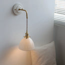 Helnys Ceramic LED Wall Sconce Copper Arm Adjustable Mirror Light