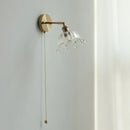 Helnys Nordic LED Glass Wall Lights with Brass Pull Chain Switch