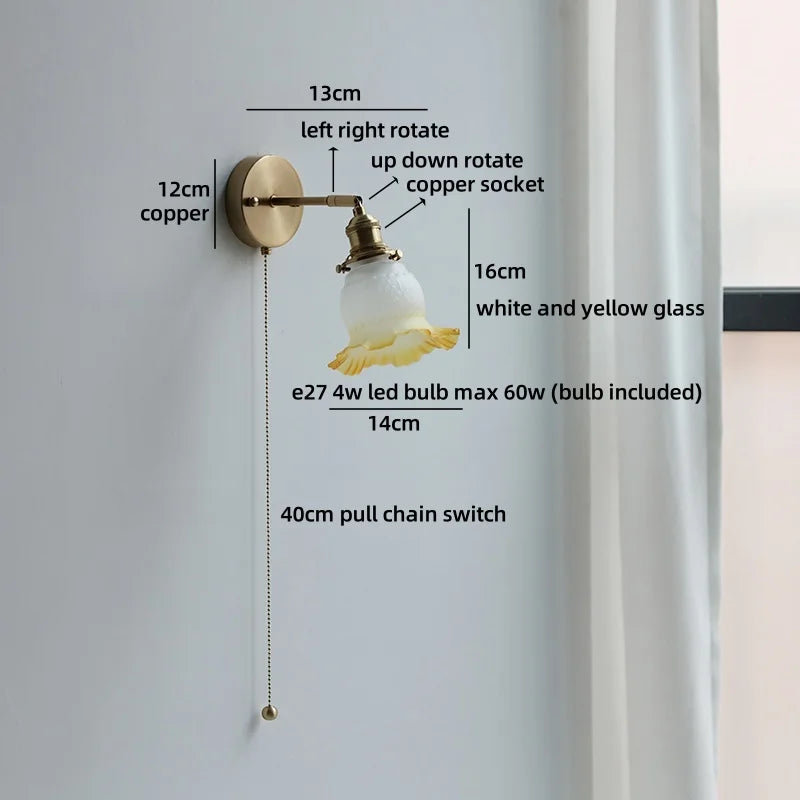Helyn's Nordic Swing Arm LED Wall Lamp - Modern Copper Bedside Light