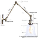 Helnys Industrial Vintage Swing Arm LED Lamp with Pull Chain Switch