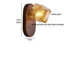 Helnys Vintage Amber Glass LED Wall Lamp, Bedroom Retro Design