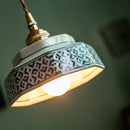 Helnys Dark Green Ceramic Pendant Light Fixture Retro Hanging Lamp Home Decoration Lighting