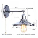 Helnys Vintage LED Pull Chain Wall Lights Lens Stair Reading Bedside Lamp Iron Lightings