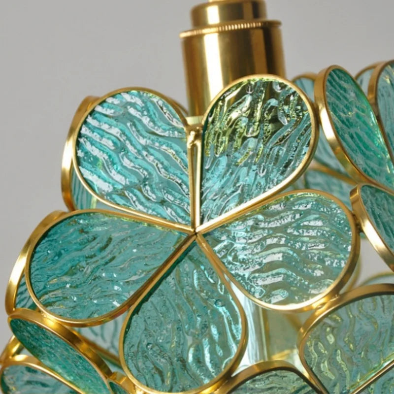 Helnys Glass Flower LED Pendant Light Modern Luxury Fixture for Living Room
