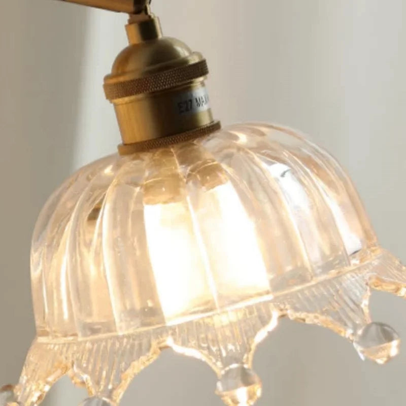 Helnys Nordic LED Glass Wall Lights with Brass Pull Chain Switch